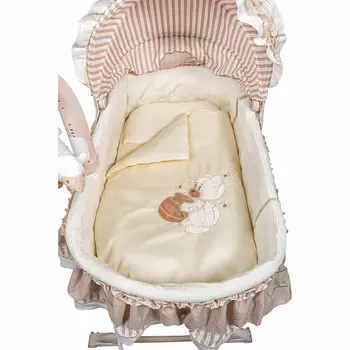 Набор в люльку 6 предметов: одеяло, подушка, пододеяльник, простыня, наволочка, матрас - Bear Honey, бежевый