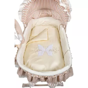 Набор в люльку 6 предметов: одеяло, подушка, пододеяльник, простыня, наволочка, матрас - Butterflies, бежевый
