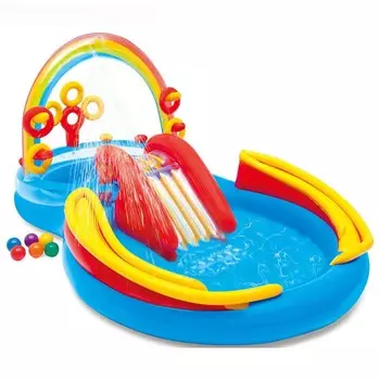 Надувной игровой центр - Радуга с горкой и разбрызгивателем, 297 х 193 х 135 см