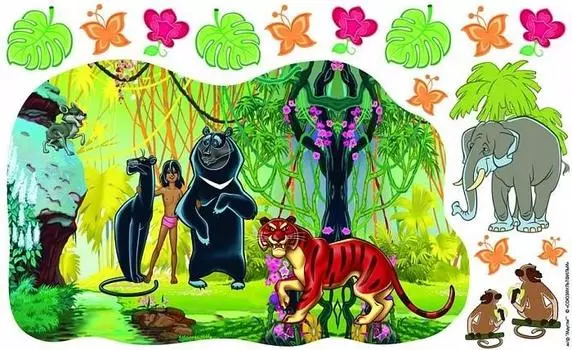 Наклейка для стен из серии Маугли Союзмультфильм, два листа