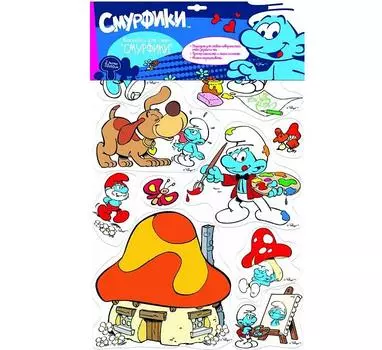 Наклейки для стен – Смурфики, два листа