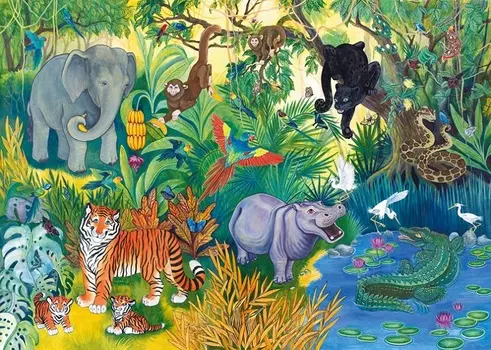 Напольный пазл – Джунгли, 34 элемента, 8 игровых фигур