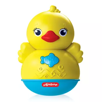 Неваляшка уточка из серии Люленьки, желто-голубая, свет и звук