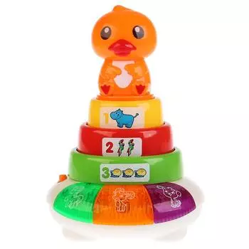 Обучающая пирамидка, 15 стихов и песен, названия и голоса животных, свет и звук