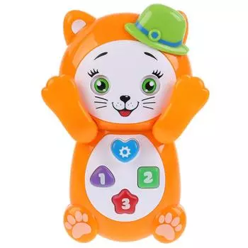 Обучающий котенок с 6 песнями из мультиков, 6 песен про цифры и формы, подвижные элементы