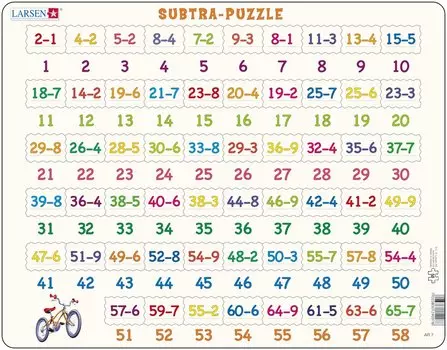 Обучающий пазл из серии Математика - Вычитание, 58 элементов