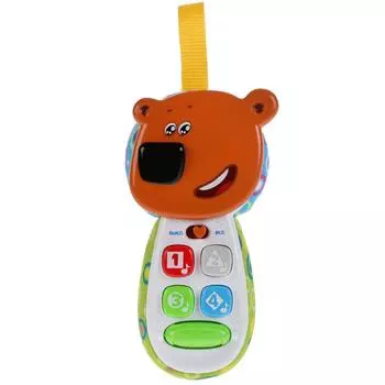 Обучающий телефон на батарейках, свет и звук, русский чип, с зеркальцем