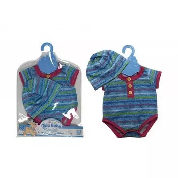 Одежда для куклы 45 см: синий боди и шапочка