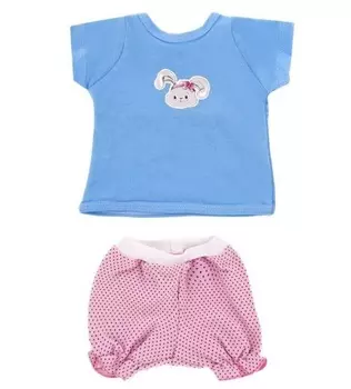 Одежда для куклы размером 38-43 см. - футболка с зайкой и шорты