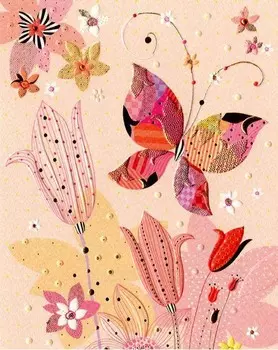 Открытка – Цветок и бабочка