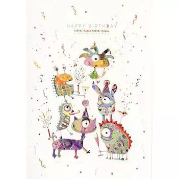 Открытка - День рождение монстров, с конвертом