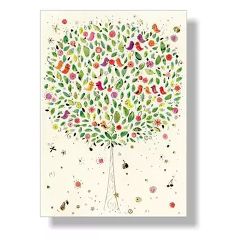 Открытка - Птицы на дереве, с конвертом