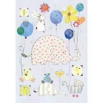 Открытка – Слоненок, голубой