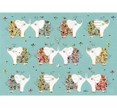 Открытка – Слоны в ряд