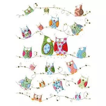 Открытка – Совы на золотом проводе