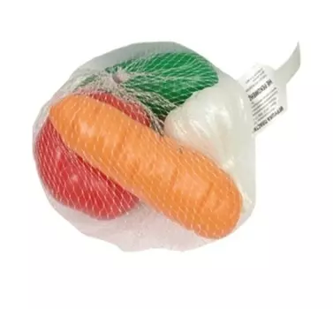 Овощи в сетке 4 шт.: морковь, огурец, помидор, чеснок