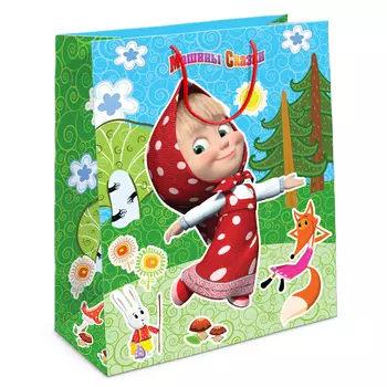Пакет подарочный - Лесная сказка Маши, 23 х 18 х 10 см.