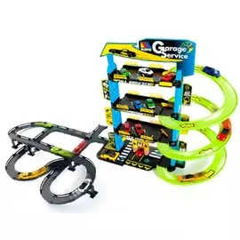 Паркинг с треком и 5-ю машинками, 4 уровня