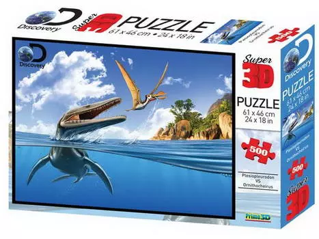 Пазл 3D 500 - Плезиоплевродон и орнитохейрус