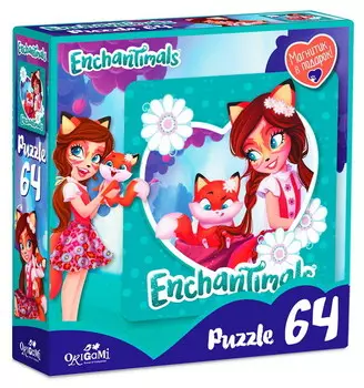 Пазл Энчантималс Фелисити Лис и Флик, 64 детали, магнитик