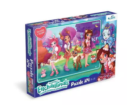 Пазл Энчантималс. Подружки и зверюшки, 104 детали, наклейки