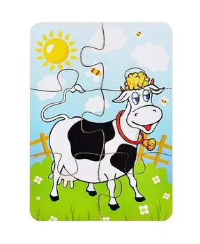 Пазл - Корова на лугу, 6 деталей