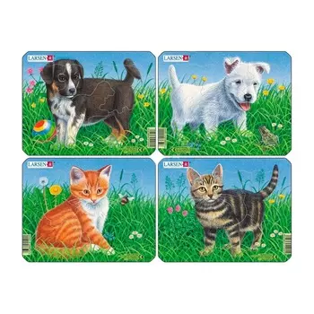 Пазл - Кошки и собаки, 4 вида