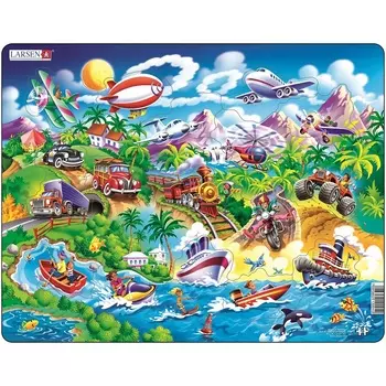 Пазл - Машины, корабли, поезда, самолеты, 18 деталей