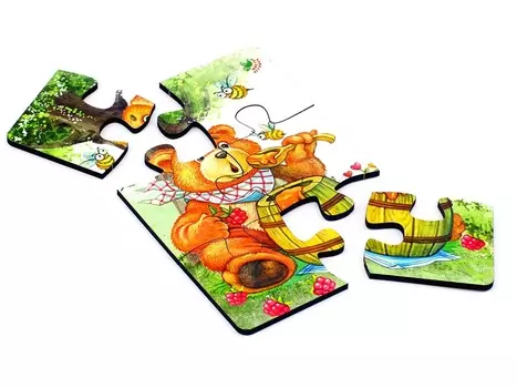 Пазл мини - Медвежонок и мед, 6 деталей