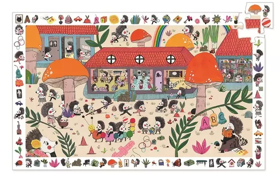 Пазл на наблюдательность - Школа для ежей, 35 деталей