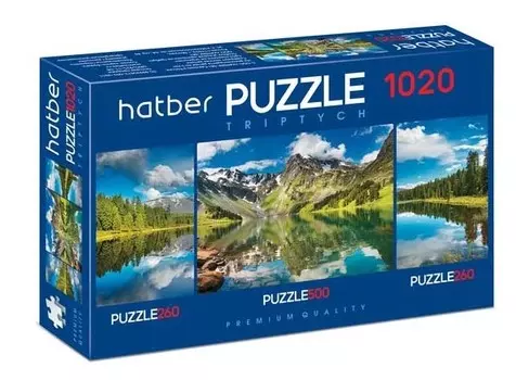 Пазл Premium 260+500+260 элементов – Triptych 3 картинки в 1 коробке: В тишине гор