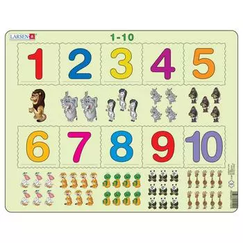 Пазл с цифрами 1-10, 10 деталей