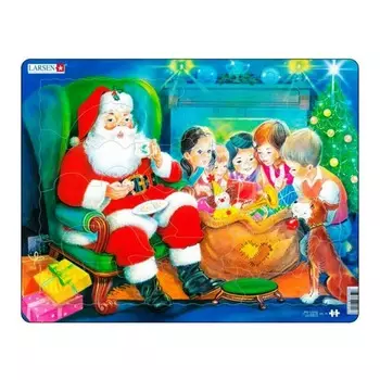 Пазл - Санта с детьми, 15 деталей