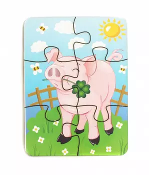 Пазл - Счастливый поросёнок, 6 деталей