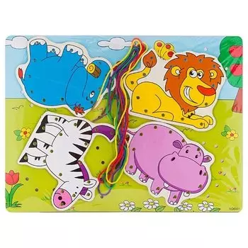 Пазл-шнуровка деревянный Животные Саванны