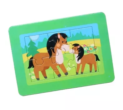 Пазл в рамке – Лошадки, 6 элементов