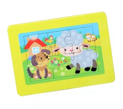 Пазл в рамке - Овечка и щенок, 6 элементов