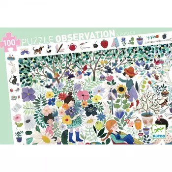 Пазлы на наблюдательность - Цветочный сад, 100 деталей