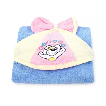 Пеленка-полотенце с варежкой – Циркус, голубое