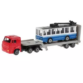 Перевозчик Камаз 15,5 см с троллейбусом 8 см, металлические )