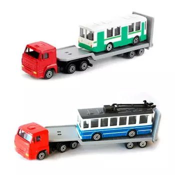 Перевозчик металлический Камаз, с городским транспортом, 1:72