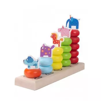 Пирамидка Деревяшки с фигурками героев и цифрами