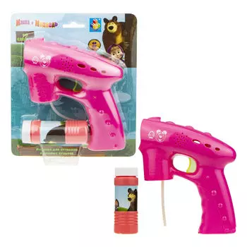 Пистолет для пускания мыльных пузырей - Маша и Медведь, 60 мл, свет
