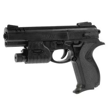 Пистолет с лазерным прицелом, фонарем и пульками в пакете