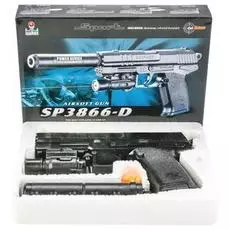 Пистолет с лазерным прицелом, глушителем и пульками