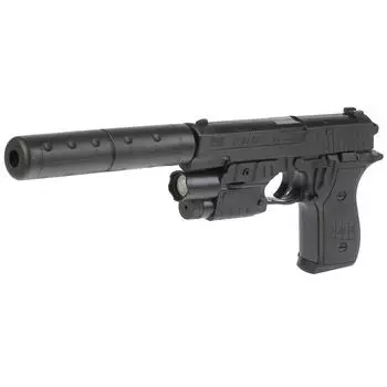 Пистолет с лазерным прицелом, глушителем и пульками, со светом P2118