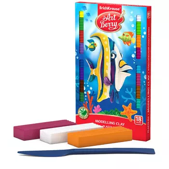 Пластилин ArtBerry с Алоэ Вера, 18 цветов/324 г, со стеком