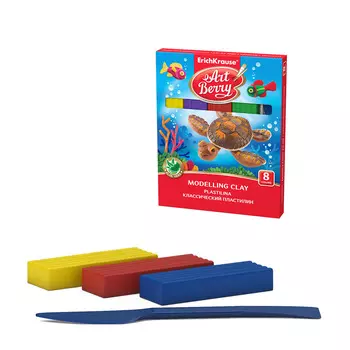 Пластилин ArtBerry с Алоэ Вера, 8 цветов/144 г, со стеком