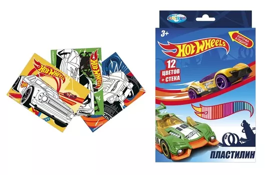 Пластилин - Hot Wheels, 12 цветов, картинка, стек