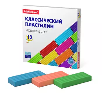 Пластилин классический ErichKrause® - Basic, 12 цветов, 192 г